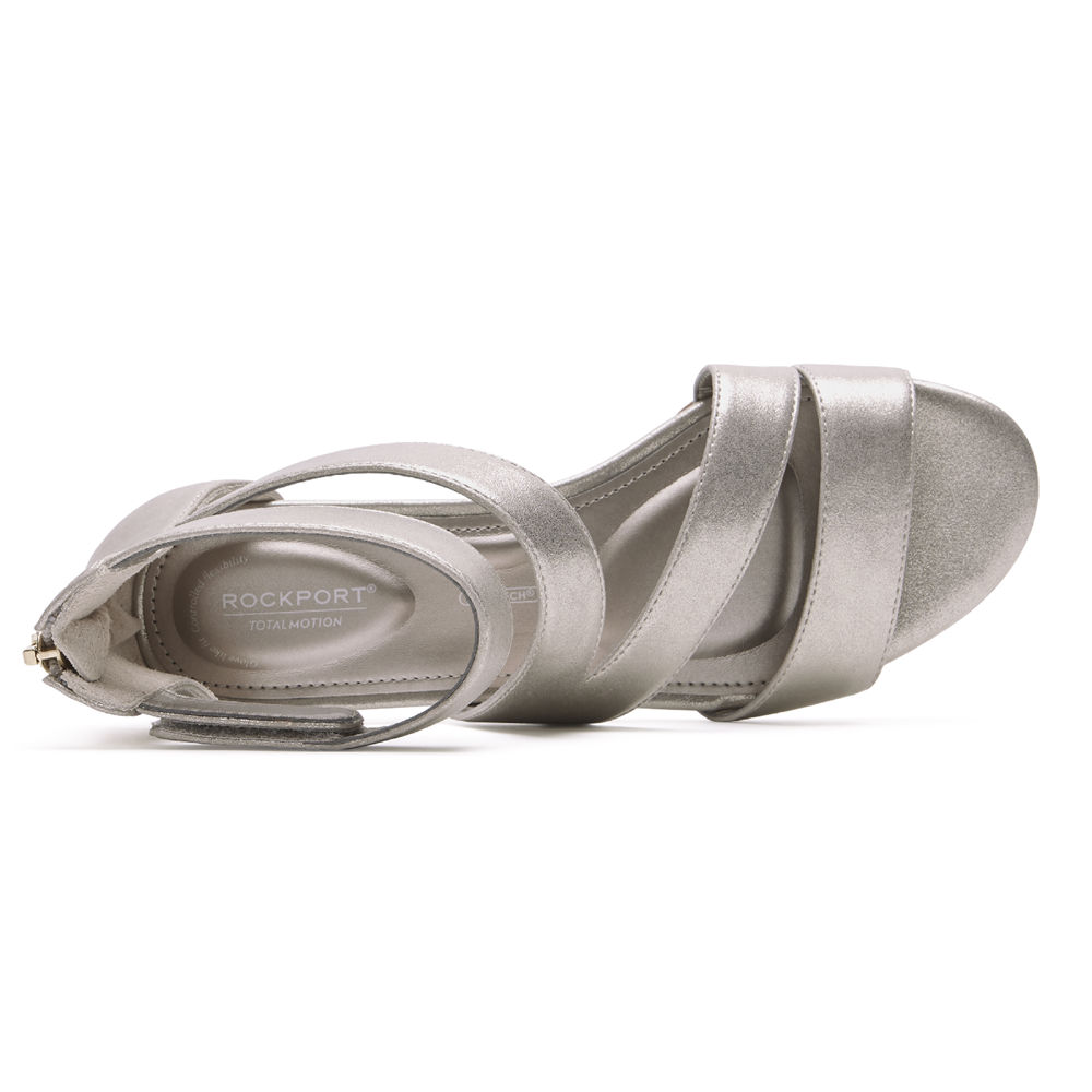 Rockport Womens Sandals Silver - Total Motion Zandra Strappy - UK 792-DOUTZF